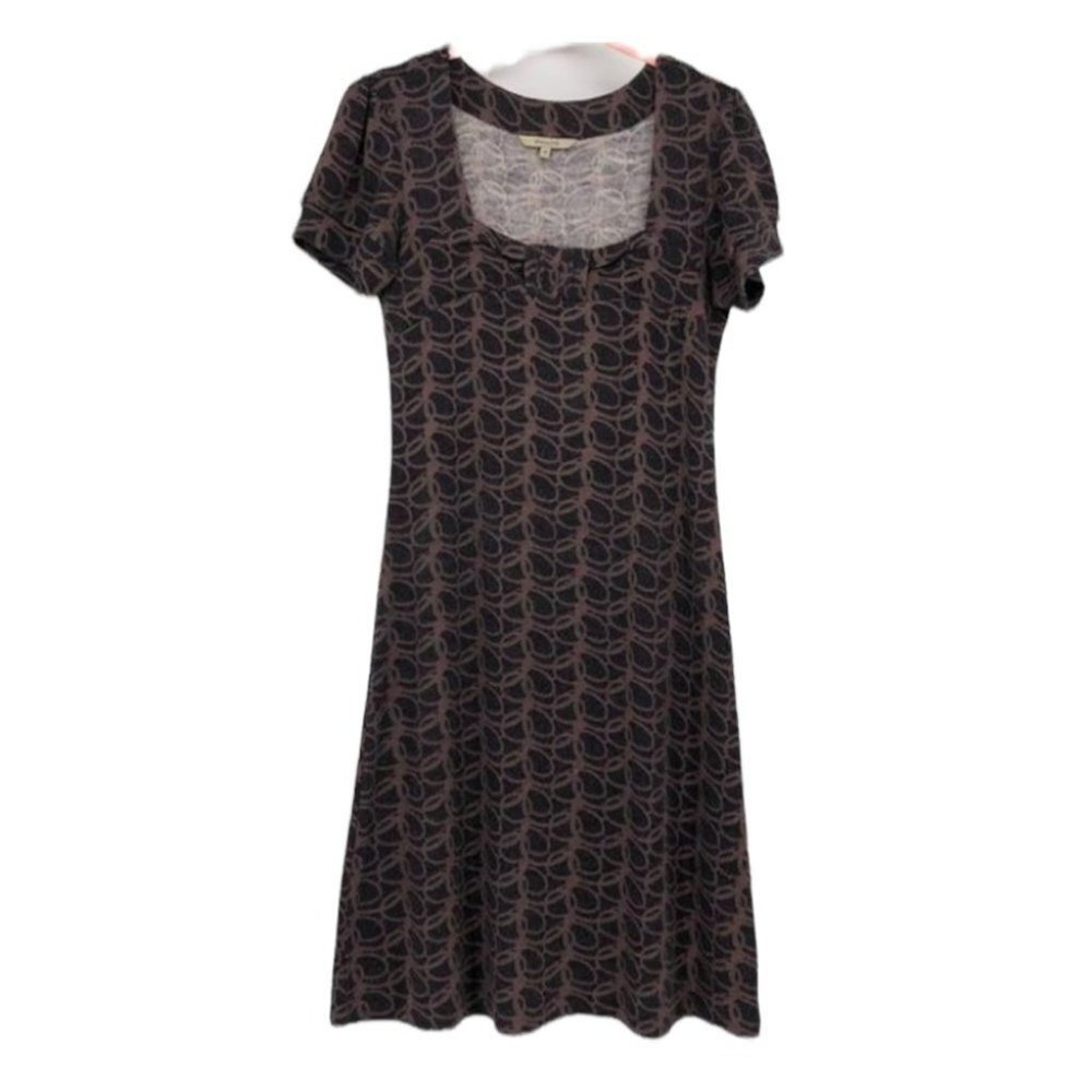 RW&Co purple square neck  circle geometric print mini dress